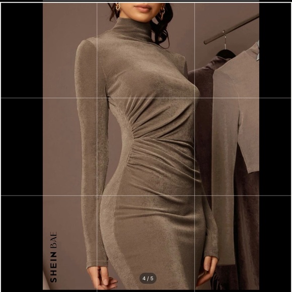 SHEIN BAE High Neck Solid Bodycon Dress new - Picture 5 of 11
